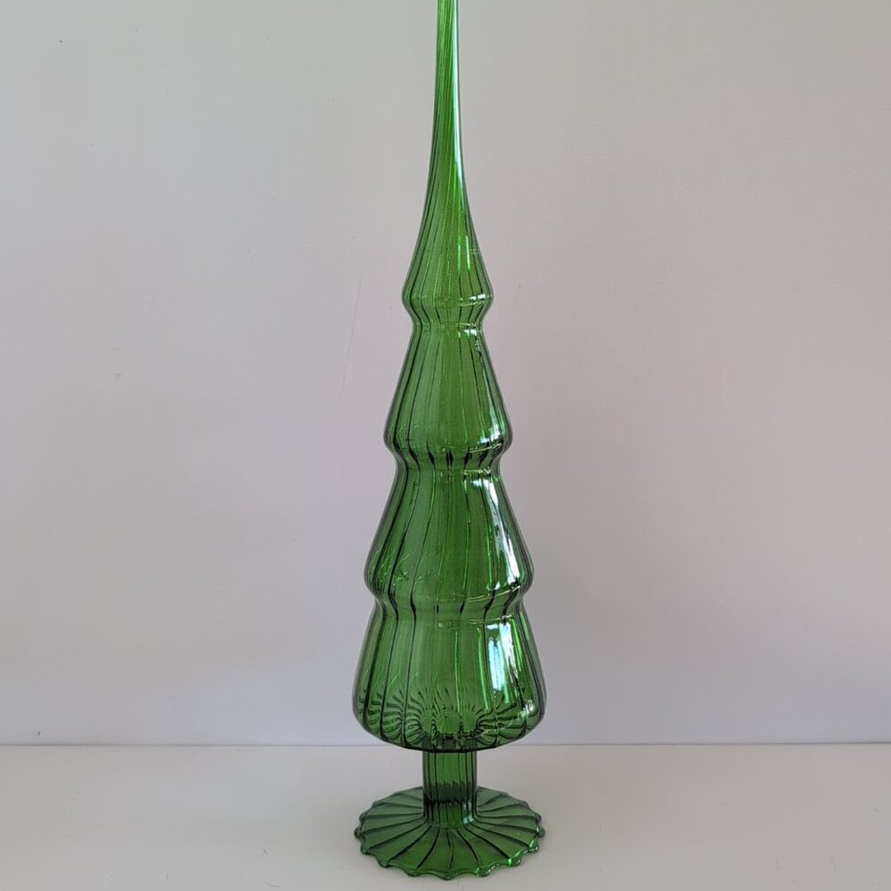 NEW Green Retro/Vintage Style Glass Christmas Tree Decor Evergreen Winter Decor